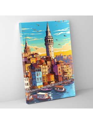 Popcas Galata Kulesi Modern Sanat Kanvas Duvar Tablosu