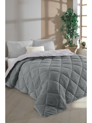Seraser Home Tekstil Zeynep Tekstil Çift Taraflı Lüx Wellsoft Çift Kişilik Yorgan 195 x 215 Gri