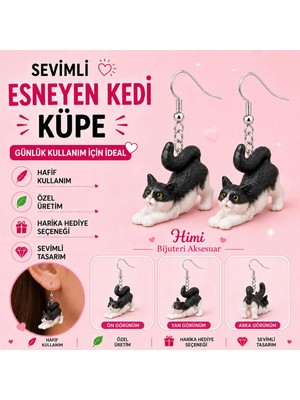 himi bijuteri aksesuar Neşeli Genleşen Kedi Hayvan Figürlü Plastik Sallantılı Küpe Hafif Tasarım Günlük Kullanım Bijuteri Çocuk Küpesi
