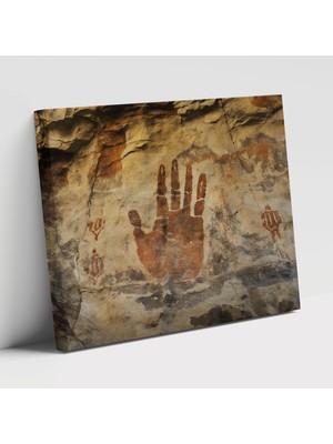 Popcas ile Eşleşen Orta Taş Devri El Izi Mirası Modern Sanat Dekoratif Kanvas Tablo