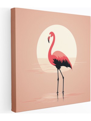 Popcas Silüet Flamingo Flamingo Temiz Hatlar Kanvas Tablo