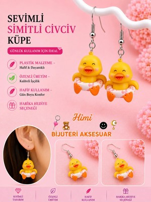 himi bijuteri aksesuar Can Simitli Civciv Neşeli Sevimli Hayvan Figürlü Plastik Sallantılı Küpeler Hafif Tasarım Günlük Kullanım Bijuteri Çocuk Küpesi