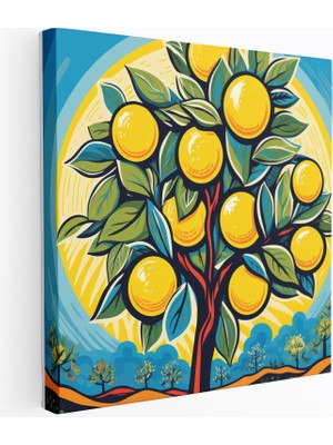 Popcas Canlı Limon Ağacı Limon Ağacı Görseli ile Dekoratif Dekoratif Kanvas Tablo