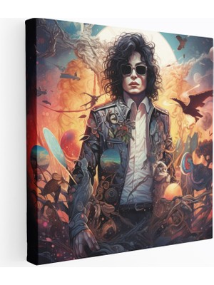 Popcas Micheal Jackson Temalı Sanatı Surrealist Illüstrasyon Kanvas Duvar Tablosu