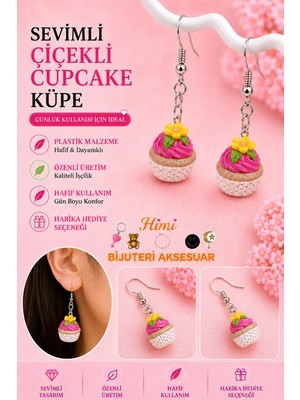 himi bijuteri aksesuar Çiçekli Cupcake Temalı Neşeli Sevimli Hayvan Figürlü Plastik Sallantılı Küpeler Hafif Tasarım Günlük Kullanım Bijuteri Çocuk Küpesi