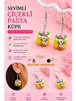 himi bijuteri aksesuar Çiçekli Pasta Neşeli Sevimli Figürlü Plastik Sallantılı Küpeler Hafif Tasarım Günlük Kullanım Bijuteri Çocuk Küpesi