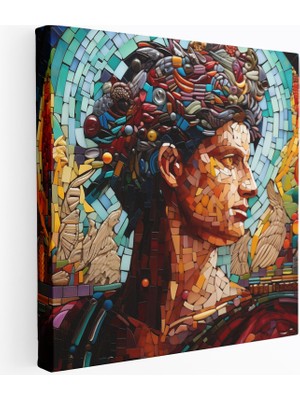 Popcas Hermes Temalı Mozaik Sanat Canlı Parçalarıyla Dekoratif Kanvas Tablo