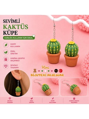 himi bijuteri aksesuar Neşeli Kaktüsler Kaktüs Figürlü Plastik Sallantılı Küpe Hafif Tasarım Günlük Kullanım Bijuteri Çocuk Küpesi