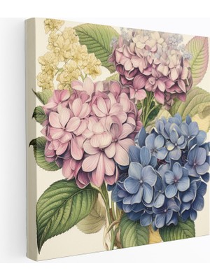 Popcas Retro Hortensia Dokusal Efektler Kanvas Tablo
