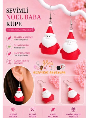 himi bijuteri aksesuar Neşeli Sevimli Noel Baba Figürlü Plastik Sallantılı Küpe Hafif Tasarım Günlük Kullanım Bijuteri Çocuk Küpesi