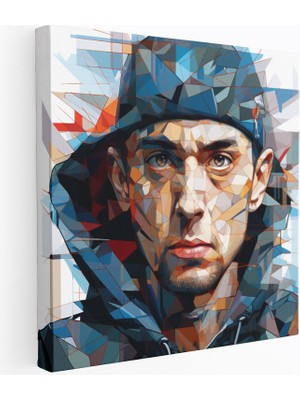 Popcas Eminem Temalı Sahne Enerjisi ile Dinamik Tasarım Dekoratif Kanvas Tablo
