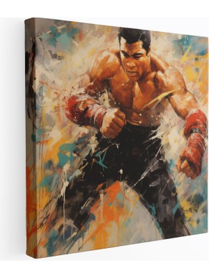 Popcas Muhammad Ali Figürlü Modern Sanat Etkisi Dekoratif Kanvas Tablo