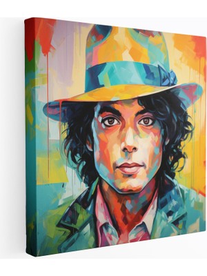 Popcas Çok Renkli Portre Michael Jackson Pop Art Tasarımı Kanvas Tablo