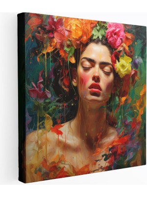 Popcas Öz Portre Meksika Esintili Portre Lı Içsel Mücadeleler Modern Sanat Kanvas Tablo
