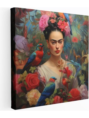 Popcas Meksika Esintili Portre Motifli Botanik Uyum Modern Sanat Botanik Unsurlar Dekoratif Kanvas Tablo