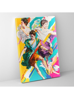 Popcas Geleneksel Melekler Pop Sanat Klasik ve Pop Sanatı Birleştiren Kanvas Duvar Tablosu