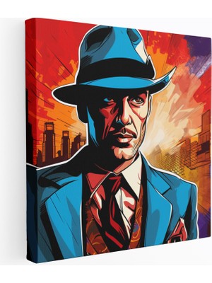 Popcas Masalsı Noir Duvar Süslemesi Için Çağdaş Pop Art Illüstrasyonu Kanvas Duvar Tablosu