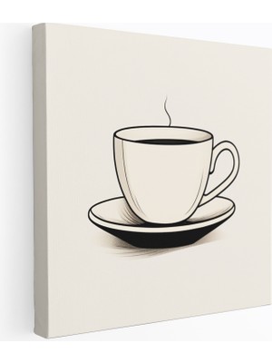 Popcas Minimalist Kahve Fincanı Sade Çizgilerle Kahve Teması Modern Sanat Duvar Tablosu