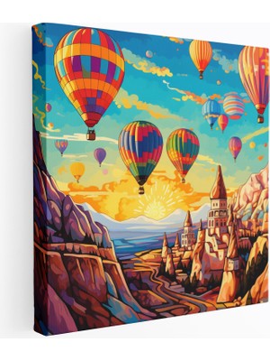 Popcas Art Kapadokya Sıcak Hava Balon Festivali Modern ve Aksesuar Canlı Pop Kanvas Tablo