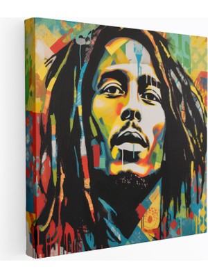 Popcas Reggae Müzisyeni Temalı Pop Art Koleksiyonu Canlı Desenler ile Modern Kanvas Duvar Tablosu