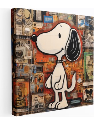 Popcas Snoopy Karikatür Koleksiyonu Nostaljik Tasarım Kanvas Tablo
