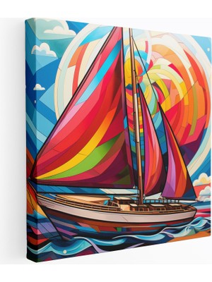 Popcas Yelkenli Grafik Tasarım Pop Art Temalı Yelkenli Görseli Kanvas Duvar Tablosu