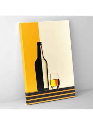 Popcas Bira Karşıt Renkler Sade Kompozisyon Modern Sanat ile Duygularınızı Yansıtın Dekoratif Kanvas Tablo