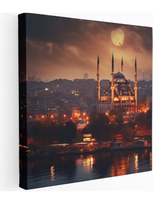 Popcas Istanbul Manzaralı Gerçekçi Fotoğraf Stili ile Duvar Sanatı Kanvas Duvar Tablosu