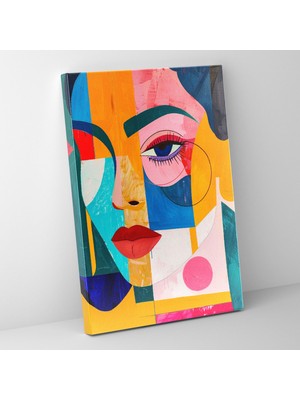 Popcas Meksika Esintili Portre Tarzı Geometrik Şekiller Abstrakt Portreler Kanvas Duvar Tablosu