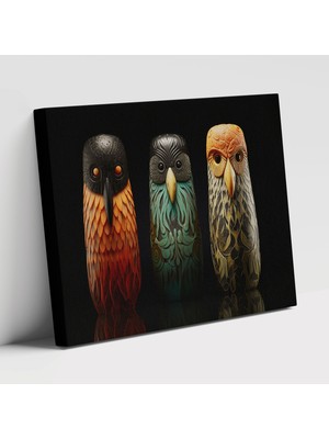 Popcas Modern Sanat Ince Işlemeli Totem Heykel Yerli Görüntü Sanat Duvar Tablosu
