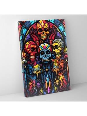Popcas Modern Sanat Los Muertos Vitray Esintili Kanvas Tablo