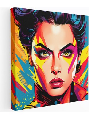 Popcas Modern Sanat Çizgi Roman Tarzında Kadın Figürü Kanvas Duvar Tablosu