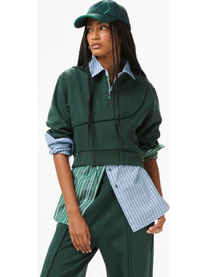 Lacoste x House Of Superstep Bisiklet Yaka Kadın Yeşil Sweatshirt
