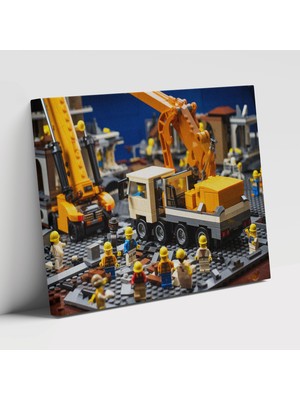 Popcas Sahası Figürleri LEGO Inşaat Inşaat Kanvas Tablo