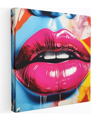 Popcas Öpücük Temalı Pop Sanat Kolajı Kanvas Tablo