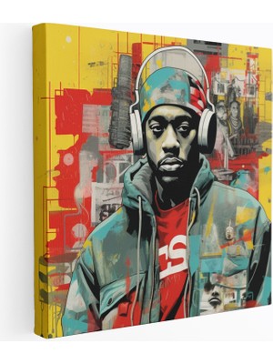 Popcas Kültür Temalı Graffiti Sanatı Deseni Kanvas Duvar Tablosu