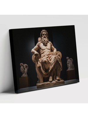 Popcas Mitoloji Motifi Tahtında Zeus Tanrıların Kralı Duvar Tablosu