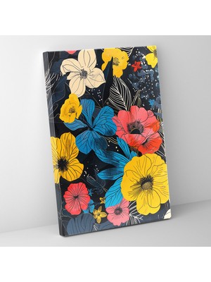 Popcas Çiçek Desenleri Pop Art Duvar Tablosu