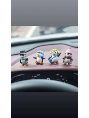 himi bijuteri aksesuar Sevimli Penguenler 4'lü Plastik Dikiz Aynası Süsü Ayna Süsü Araç Içi Araba Süsü Torpido Süsü Oto Aksesuar