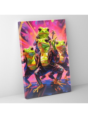 Popcas Rockin' Frogs Hayvanlar Insanlar Gibi Giyinmiş Kanvas Duvar Tablosu