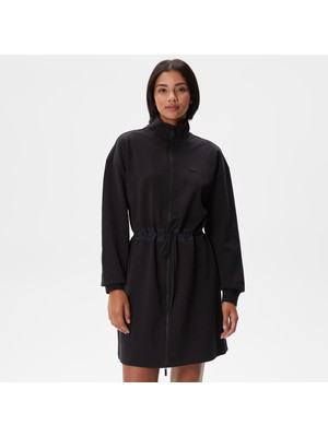 Lacoste Kadın Loose Fit Uzun Kollu Dik Yaka Siyah Elbise