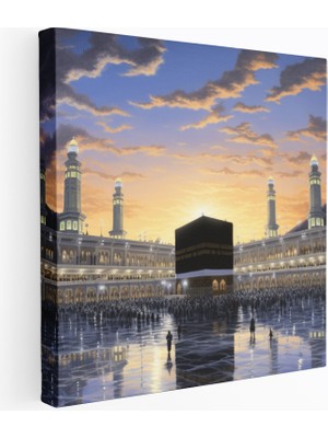 Popcas Huzur Temalı Kaabe Manzarası Dekoratif Kanvas Tablo