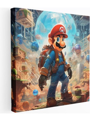 Popcas Mario Temalı Çağdaş Gelişmiş Teknolojik Manzara Kanvas Duvar Tablosu
