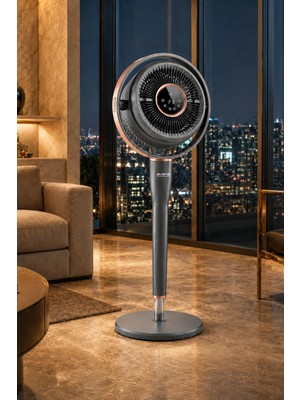 Evona Aura 360 ATK2603 360° Dinamik Salınımlı Sessiz Vantilatör, Uzaktan Kumandalı, 6 Hız Modlu, 24 Saat Zaman Ayarlı, Antrasit Gri