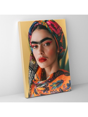 Popcas Meksika Tarzında Portre Stili Modern Sanat Eserler ile Zenginleştirilmiş Kanvas Duvar Tablosu