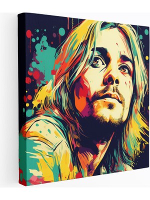 Popcas Kurt Cobain Temalı Modern Sanat Çizgi Roman Tarzı Dekoratif Kanvas Tablo
