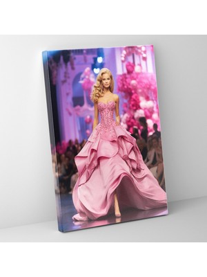 Popcas Parıldayan Podyum Motifli Moda Lı Duvar Sanatı Barbie Tarzı Duvar Tablosu