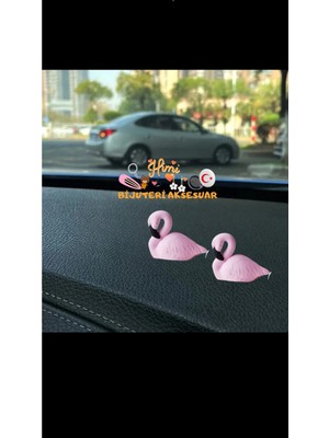 himi bijuteri aksesuar 2'li Flamingo Plastik Dikiz Aynası Süsü Ayna Süsü Araç Içi Araba Süsü Torpido Süsü Araç Oto Aksesuar