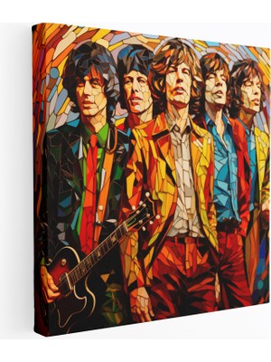 Popcas Rolling Stones Motifli Mozaik Desenli Sergi Duvar Tablosu