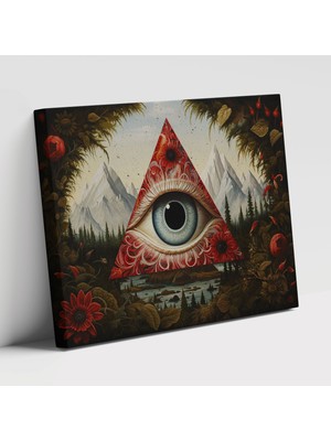 Popcas Illuminati Temalı Surrealist Sanat Kanvas Duvar Tablosu